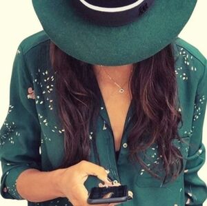 Massimo Dutti Floral Green Blouse